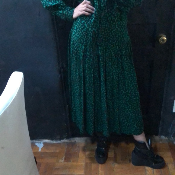 VTG Emerald Green Cheetah Print Dress, Size S, by MENU - Picture 4 of 11